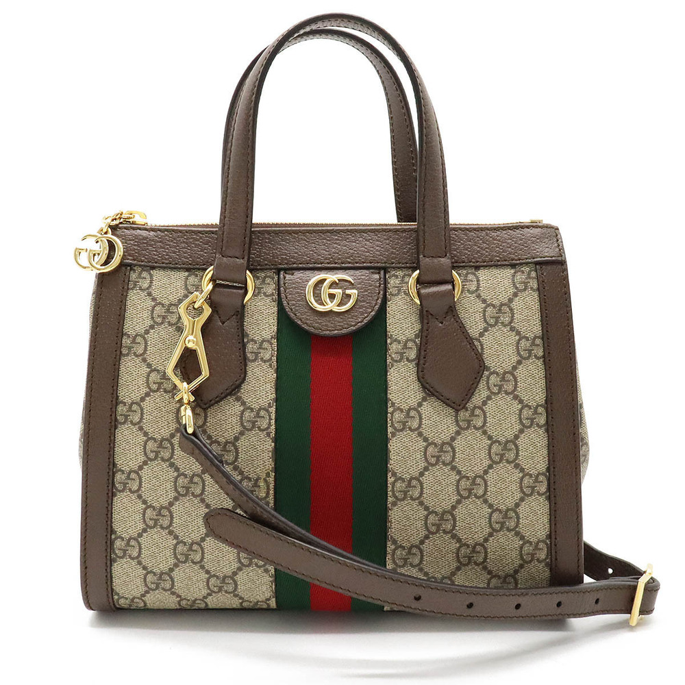 Gucci Ophidia GG Tote Bag Handbag Shoulder Leather Brown Mocha Brown